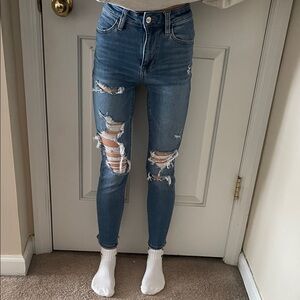 Women's Distressed Blue Jeans